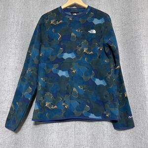 The North Face Fleece Sweatshirt Men Medium Blue Camo PolarTec